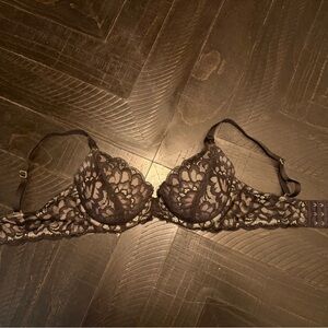 Aerie Real Power Plunge 34D Black Lace Push Up Bra